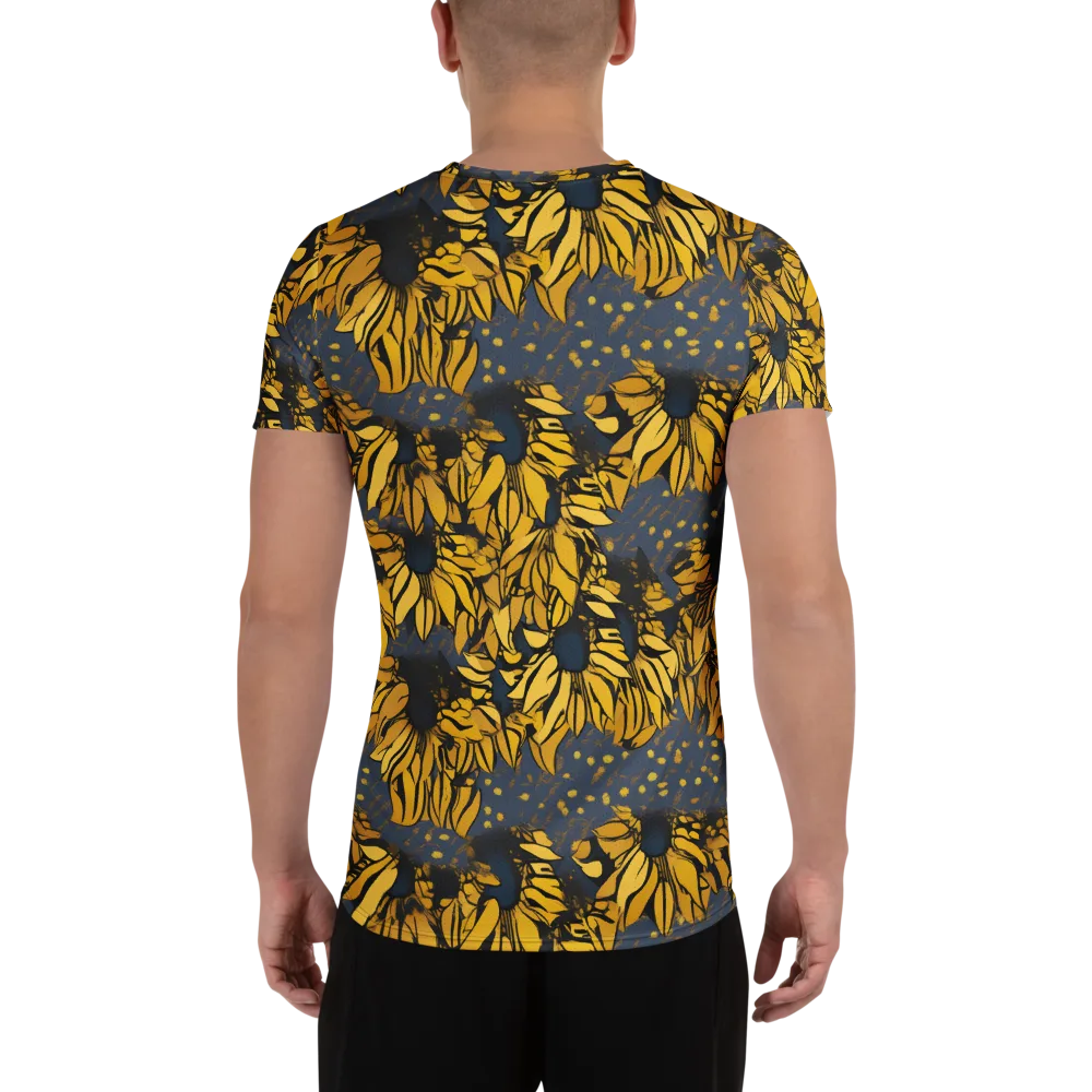 Golden Midnight Bloom on Men's Athletic T-Shirt — Back