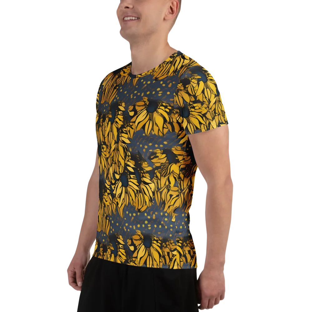 Golden Midnight Bloom on Men's Athletic T-Shirt — Left