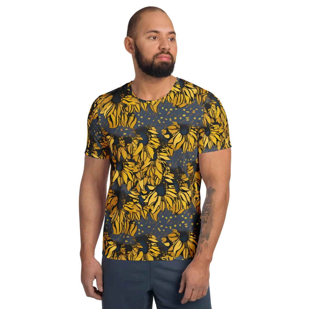 Golden Midnight Bloom on Men's Athletic T-Shirt — Front
