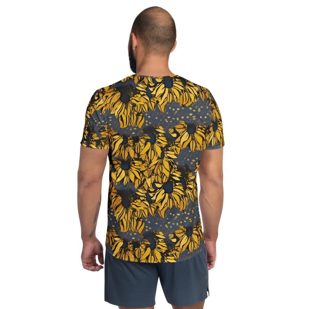 Golden Midnight Bloom on Men's Athletic T-Shirt — Back