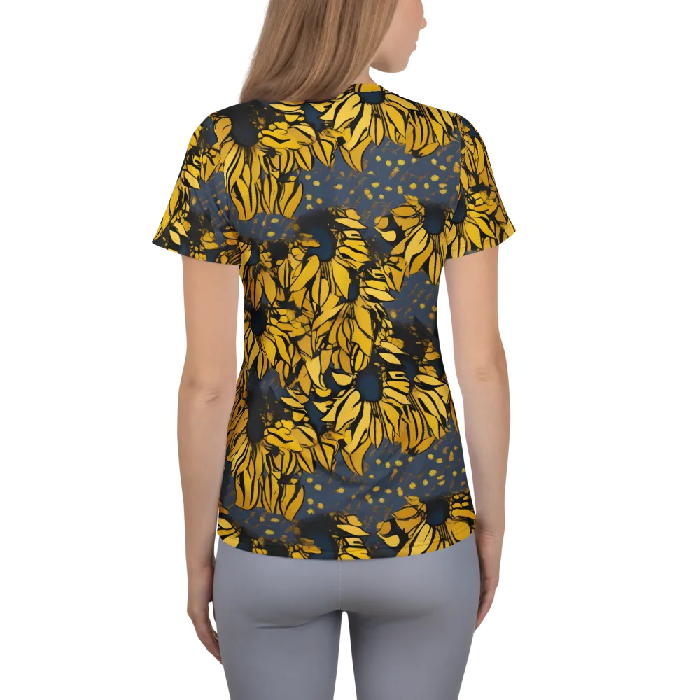 Golden Midnight Bloom on Women's Athletic T-Shirt — Back