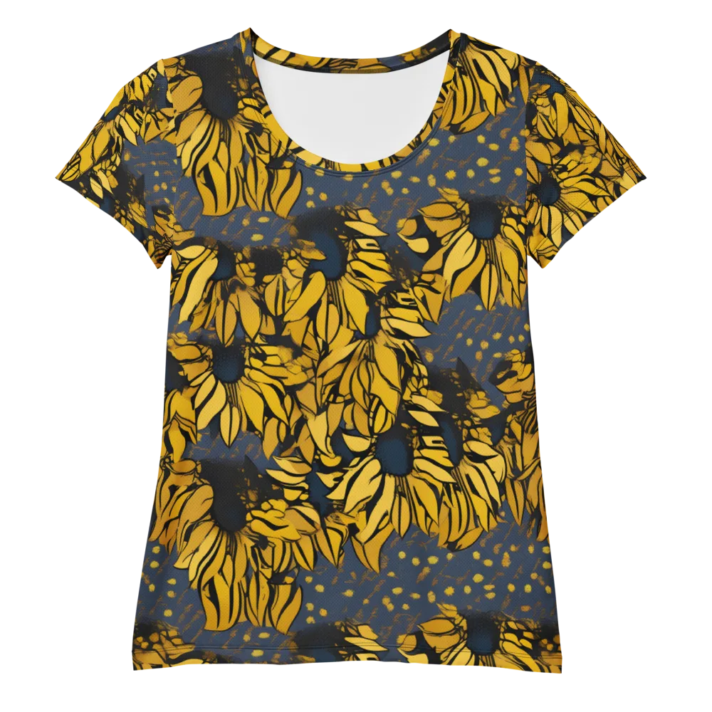 Golden Midnight Bloom on Women's Athletic T-Shirt — Front