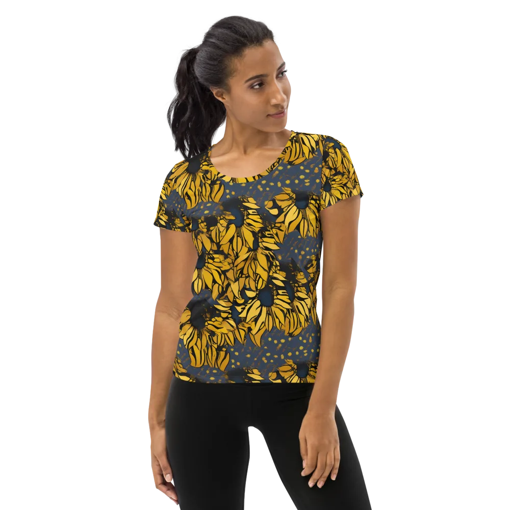 Golden Midnight Bloom on Women's Athletic T-Shirt — Front