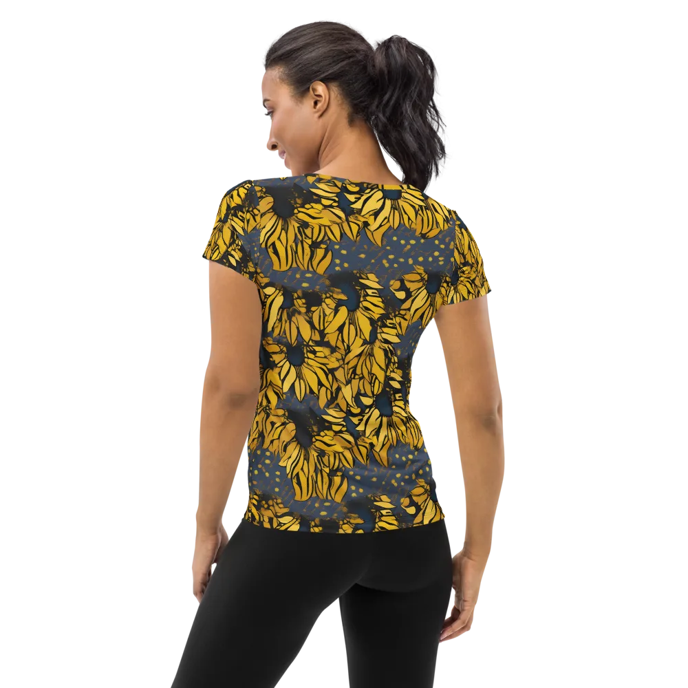 Golden Midnight Bloom on Women's Athletic T-Shirt — Back