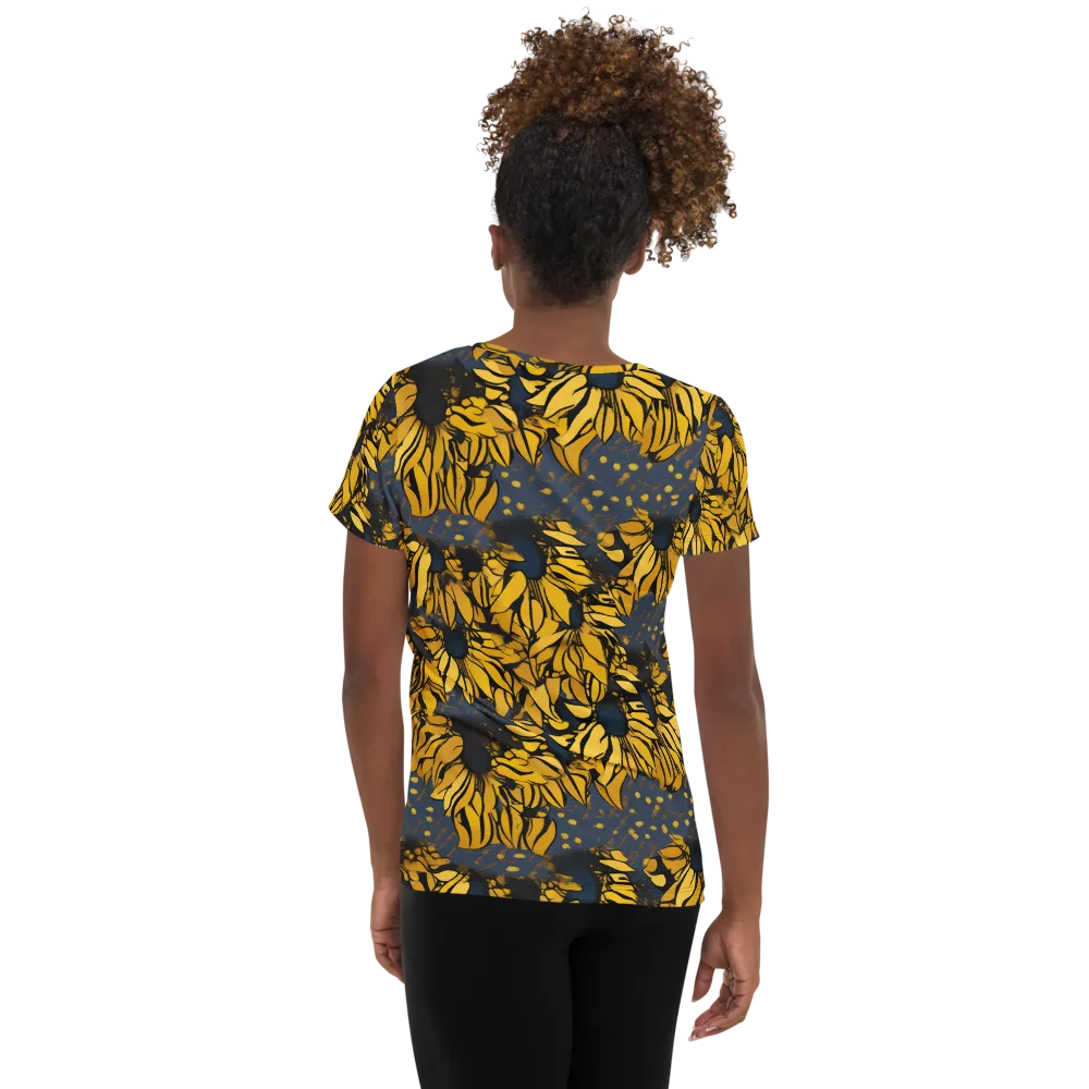 Golden Midnight Bloom on Women's Athletic T-Shirt — Back