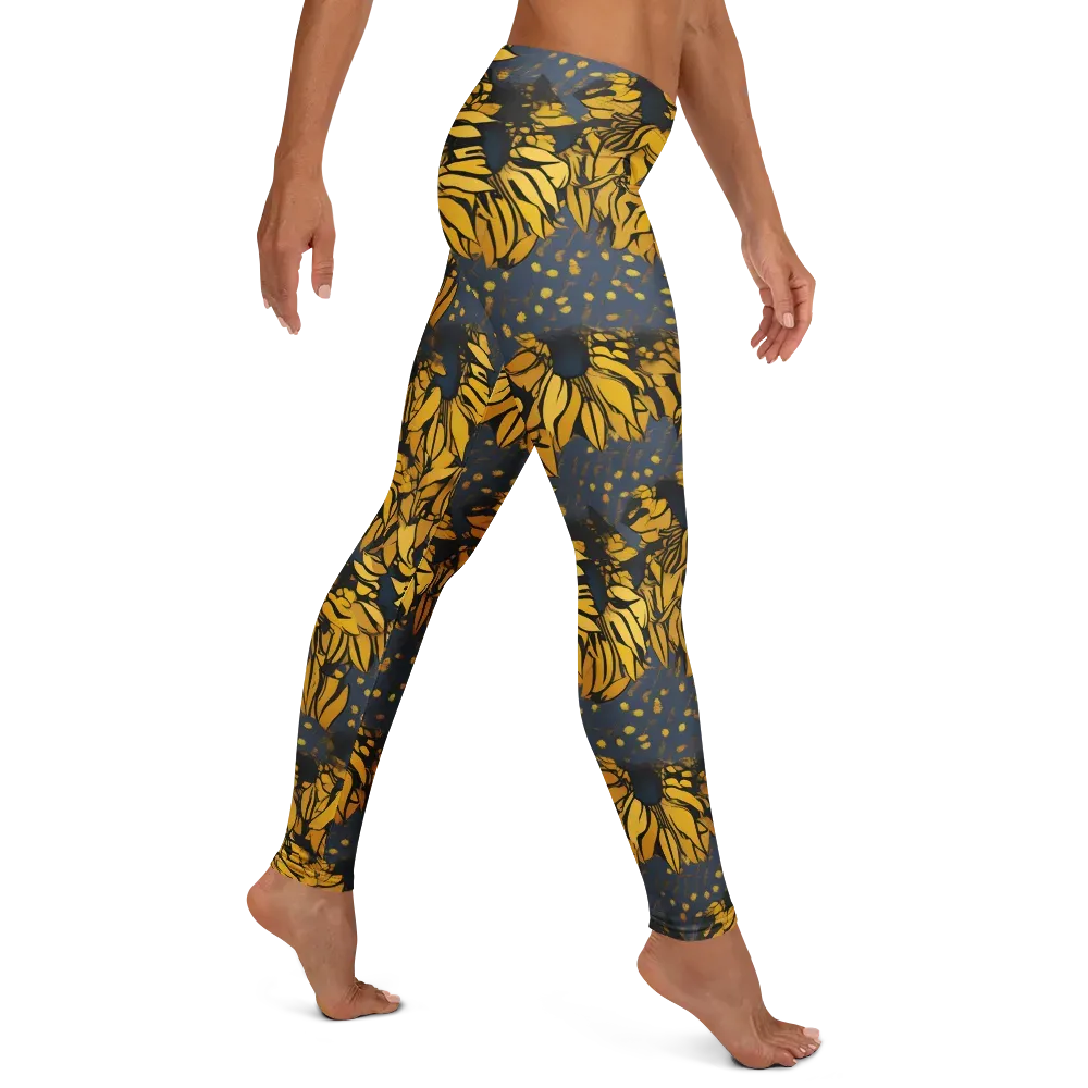 Golden Midnight Bloom on Leggings — Right