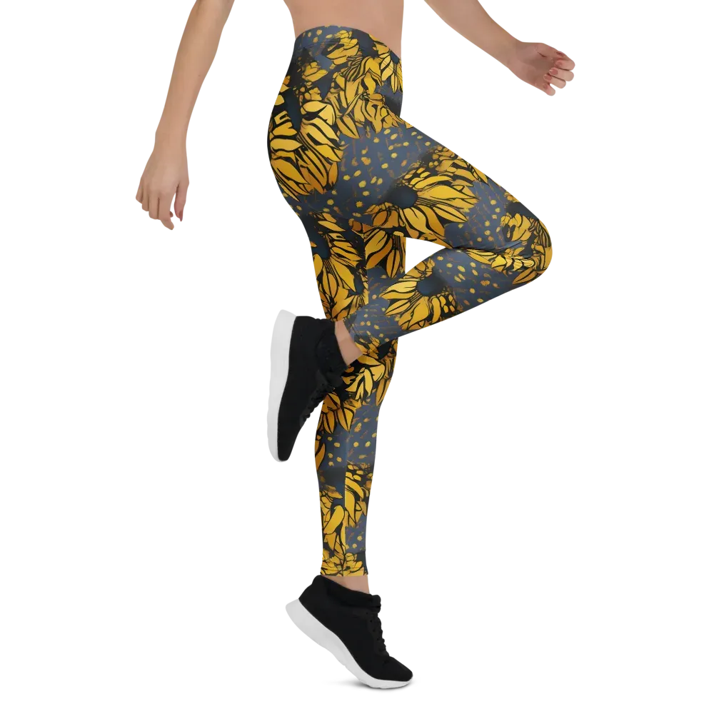 Golden Midnight Bloom on Leggings — Right