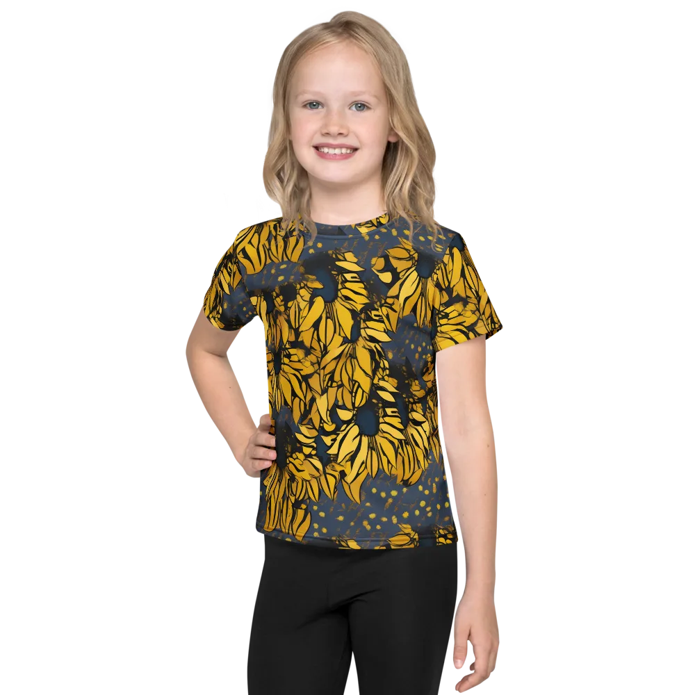 Golden Midnight Bloom on Kids Crew Neck T-Shirt — Front
