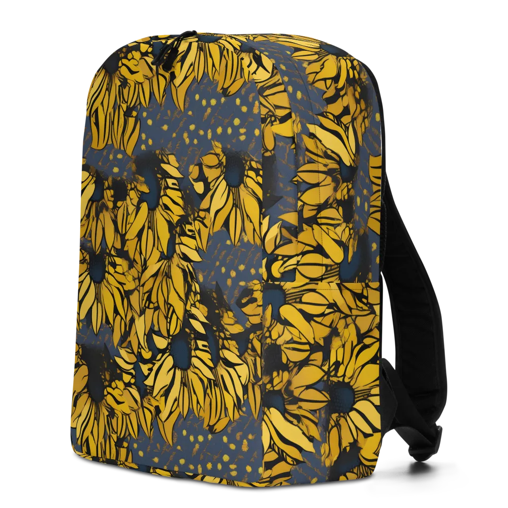 Golden Midnight Bloom on Minimalist Backpack — Left