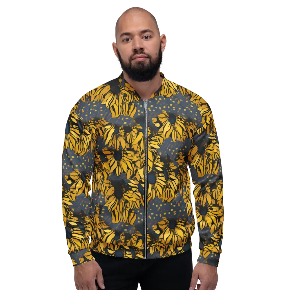 Golden Midnight Bloom on Bomber Jacket — Front