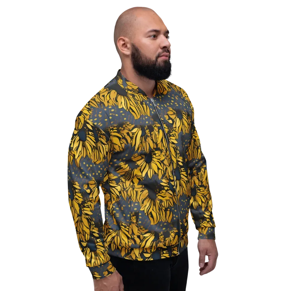 Golden Midnight Bloom on Bomber Jacket — Right