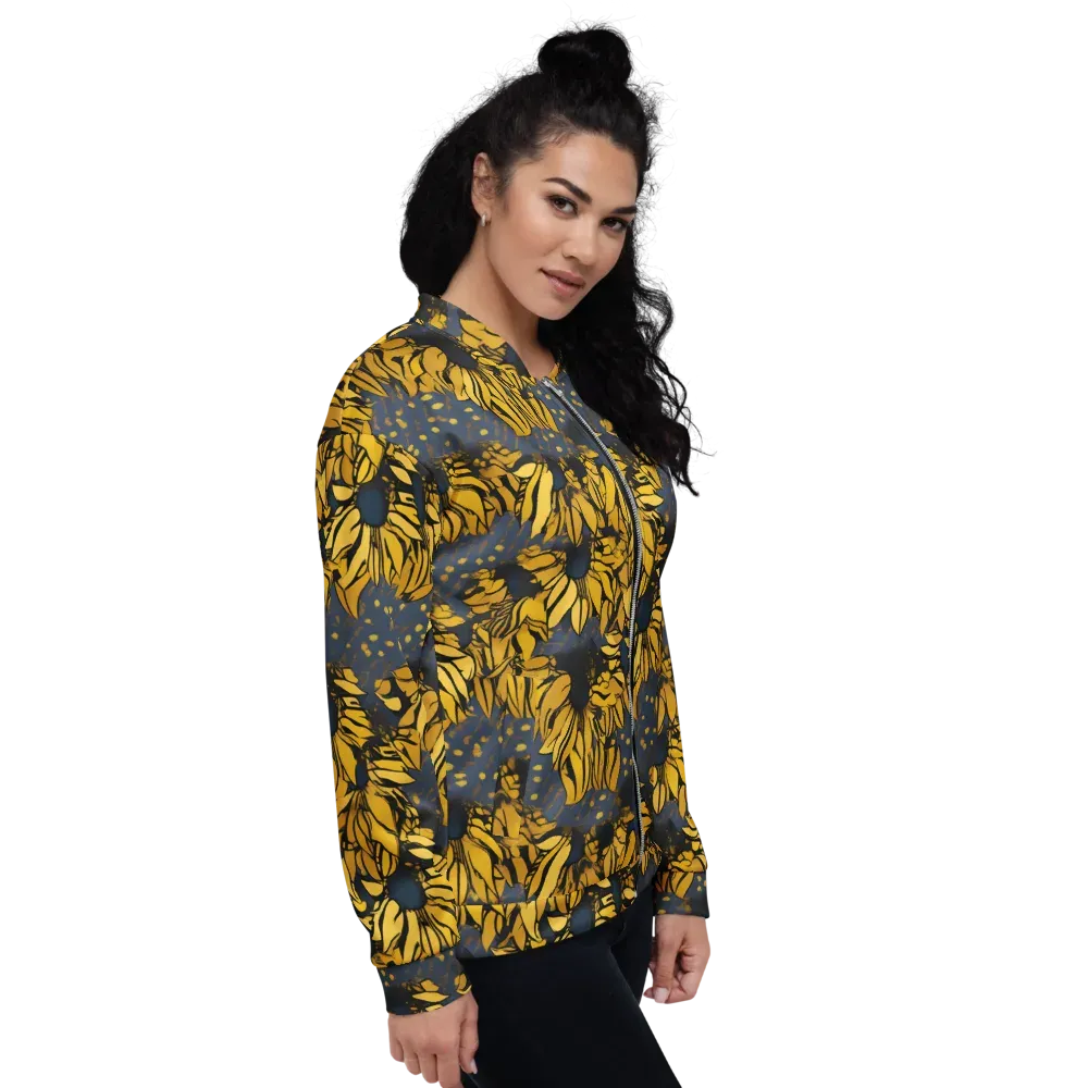 Golden Midnight Bloom on Bomber Jacket — Right
