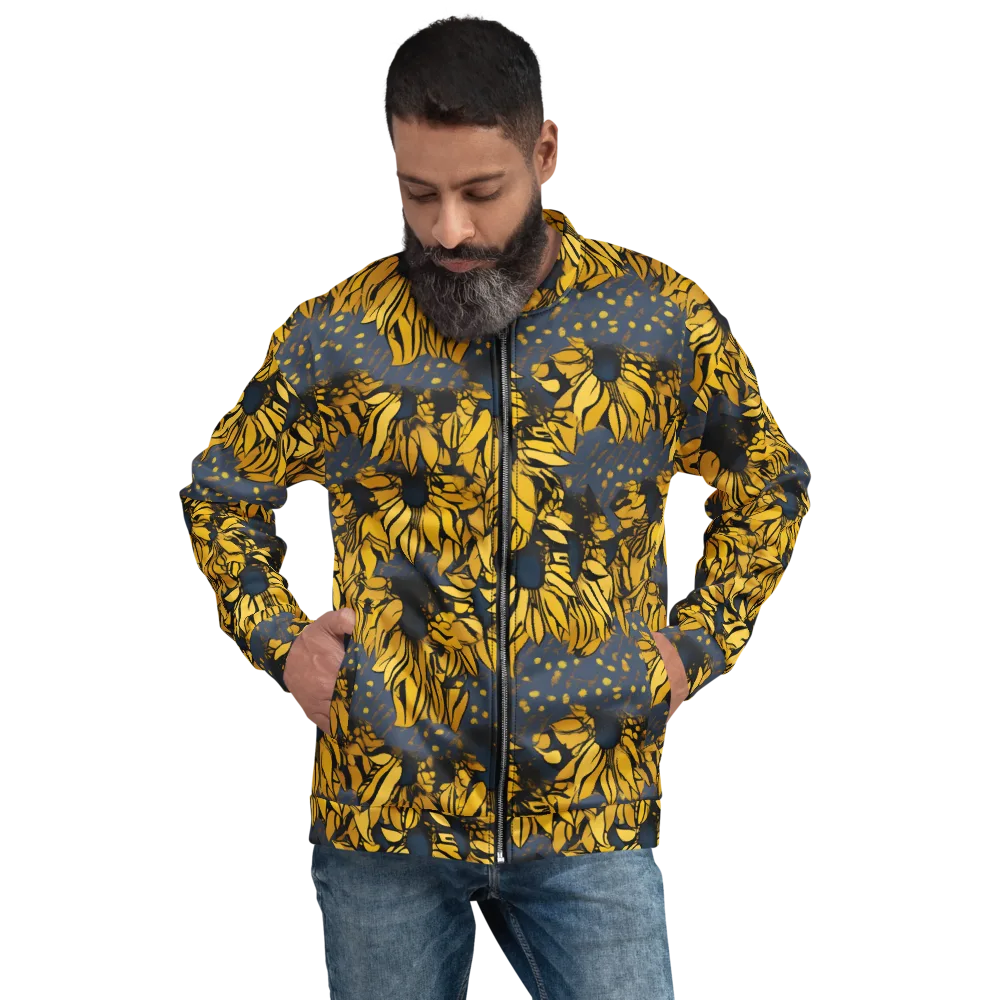 Golden Midnight Bloom on Bomber Jacket — Front