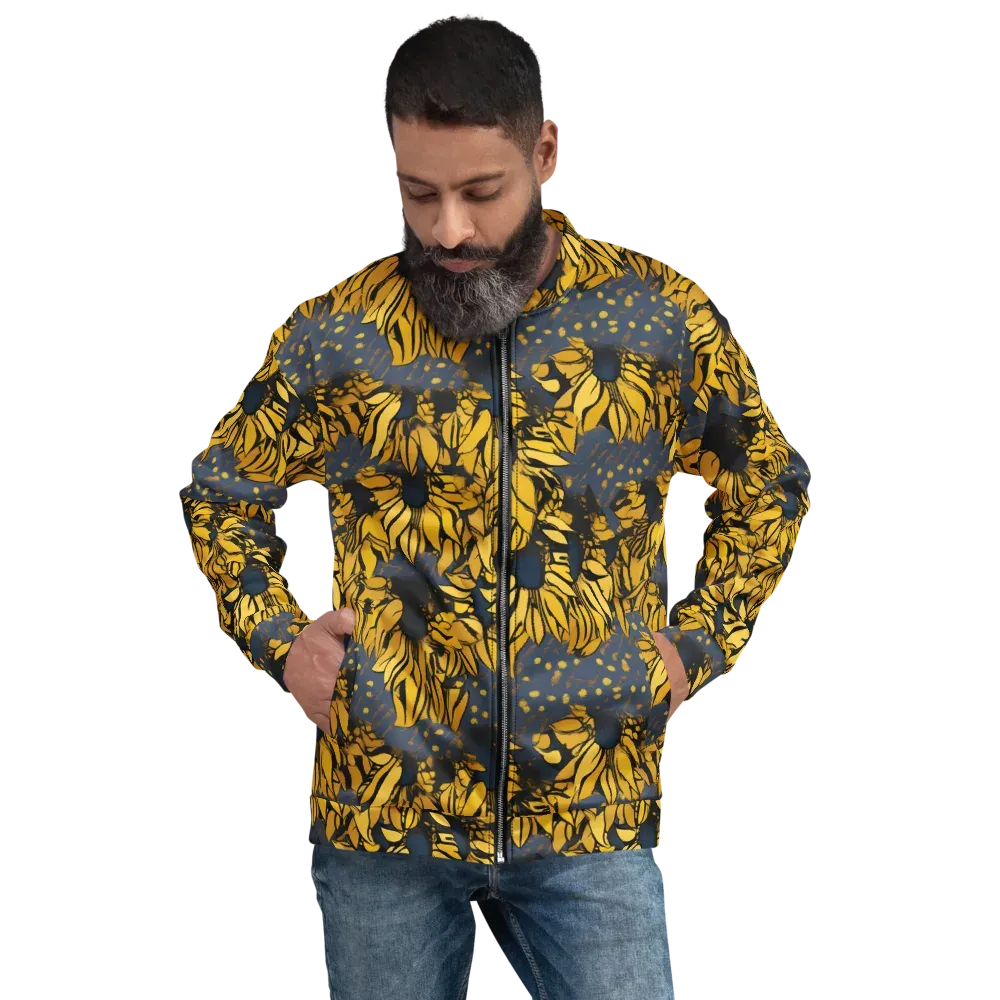 Golden Midnight Bloom on Bomber Jacket — Front