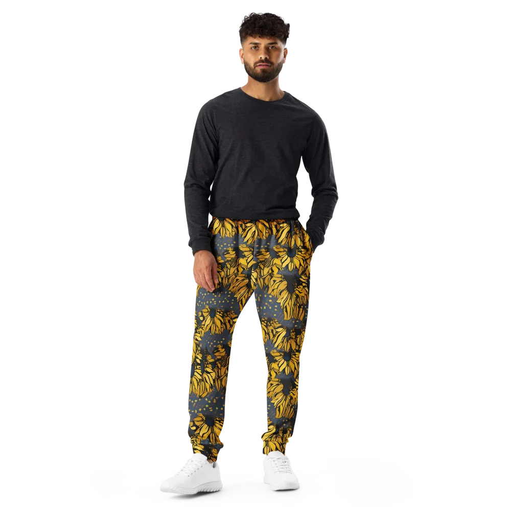 Golden Midnight Bloom on Men's Joggers — Front