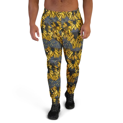 Golden Midnight Bloom on a Men's Joggers