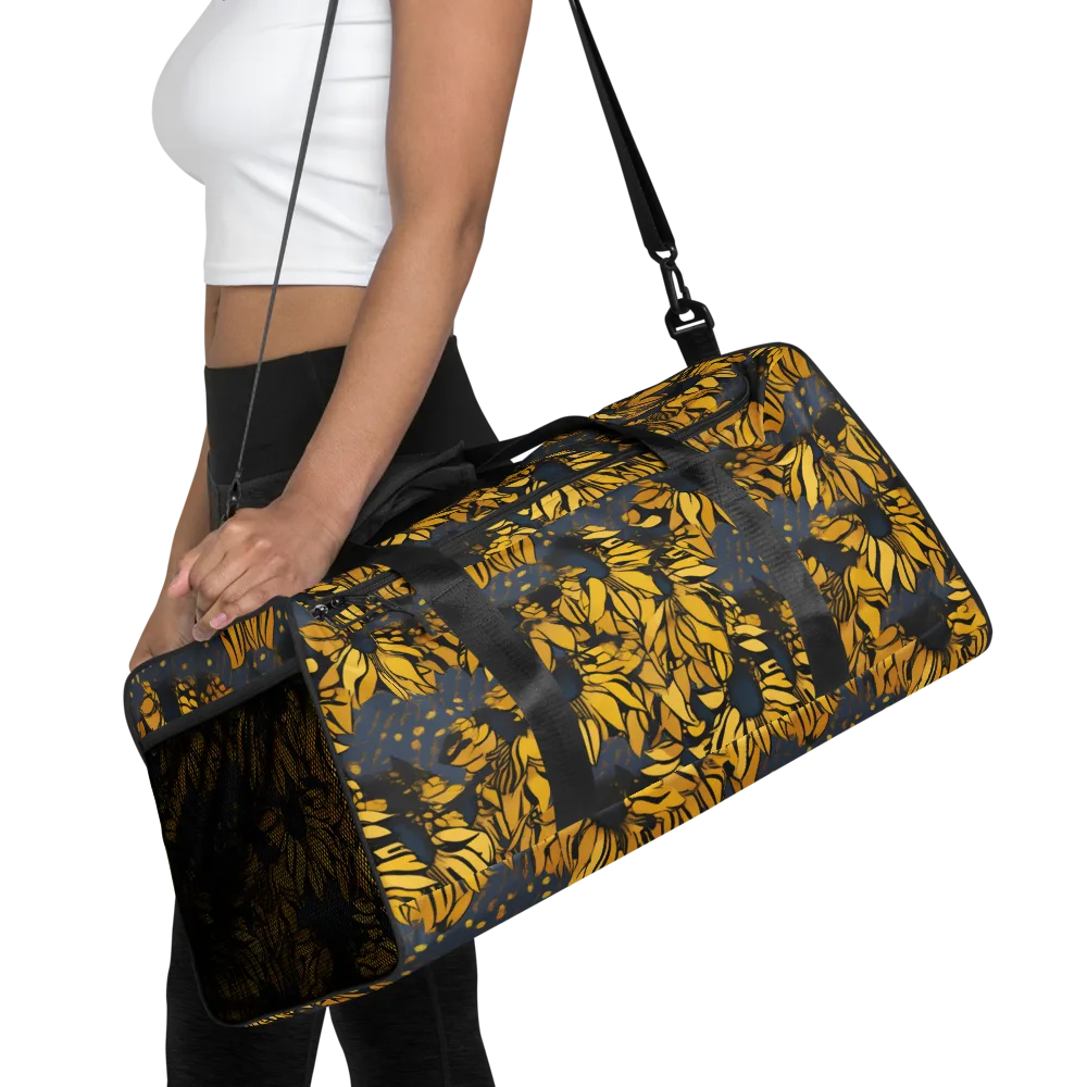 Golden Midnight Bloom on Duffle Bag — Front