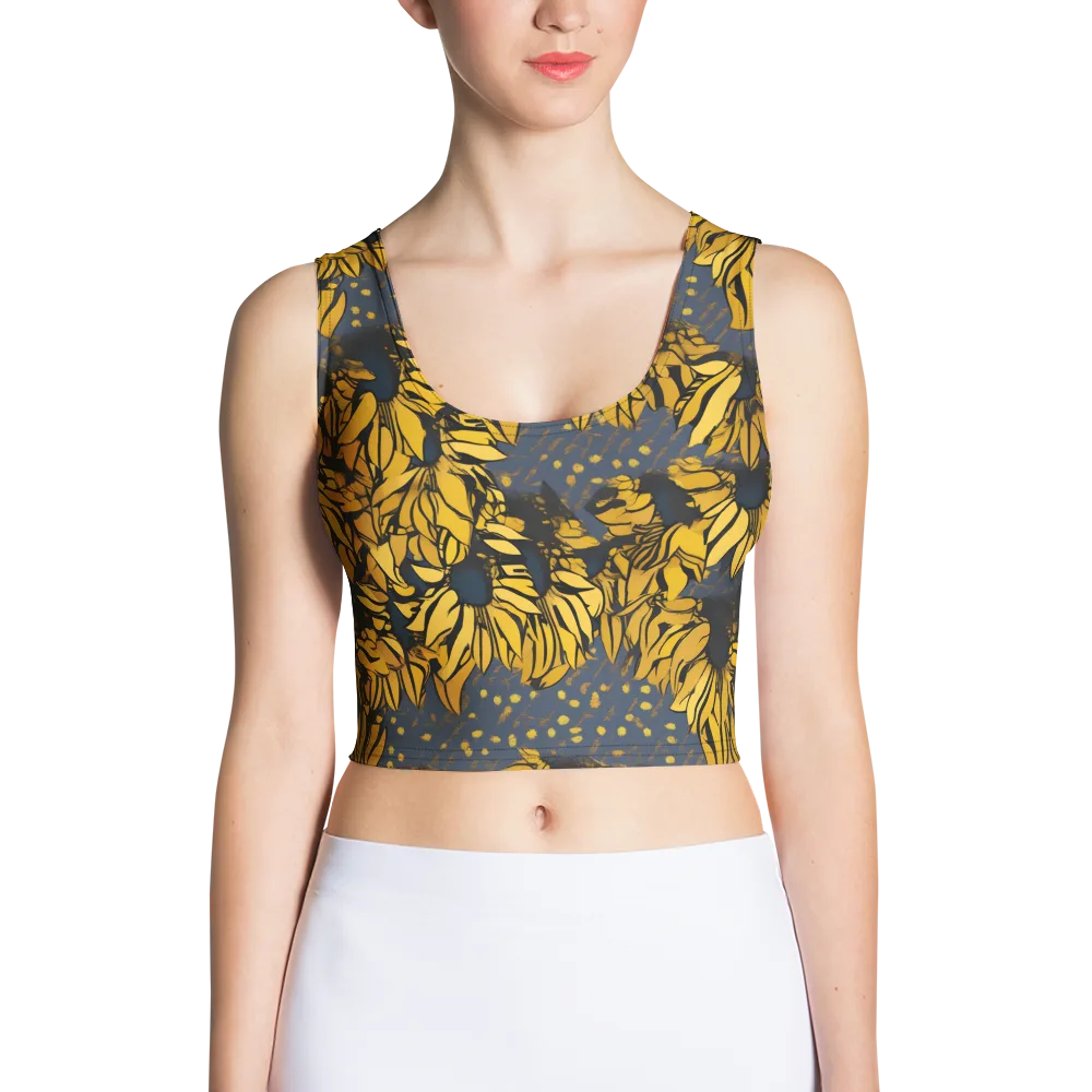 Golden Midnight Bloom on Crop Top — Front