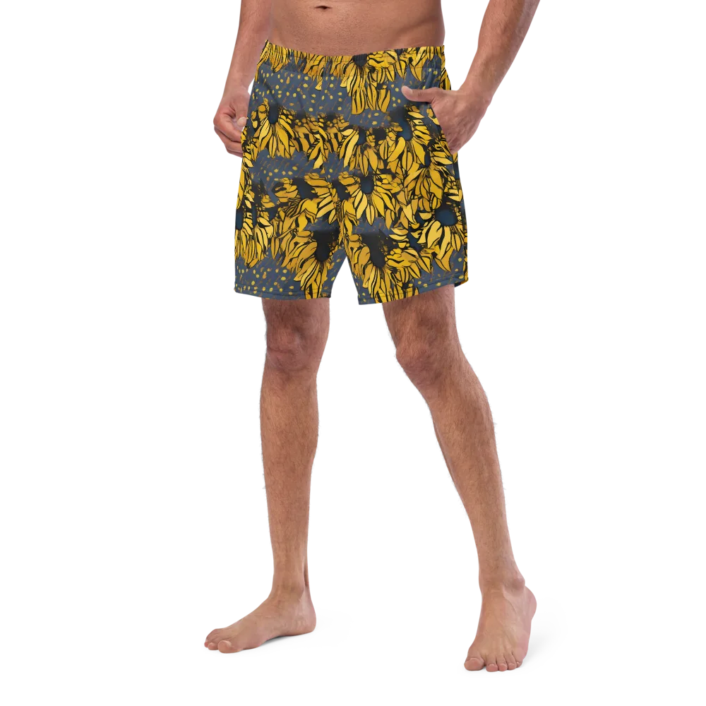 Golden Midnight Bloom on Swim Trunks — Left Front