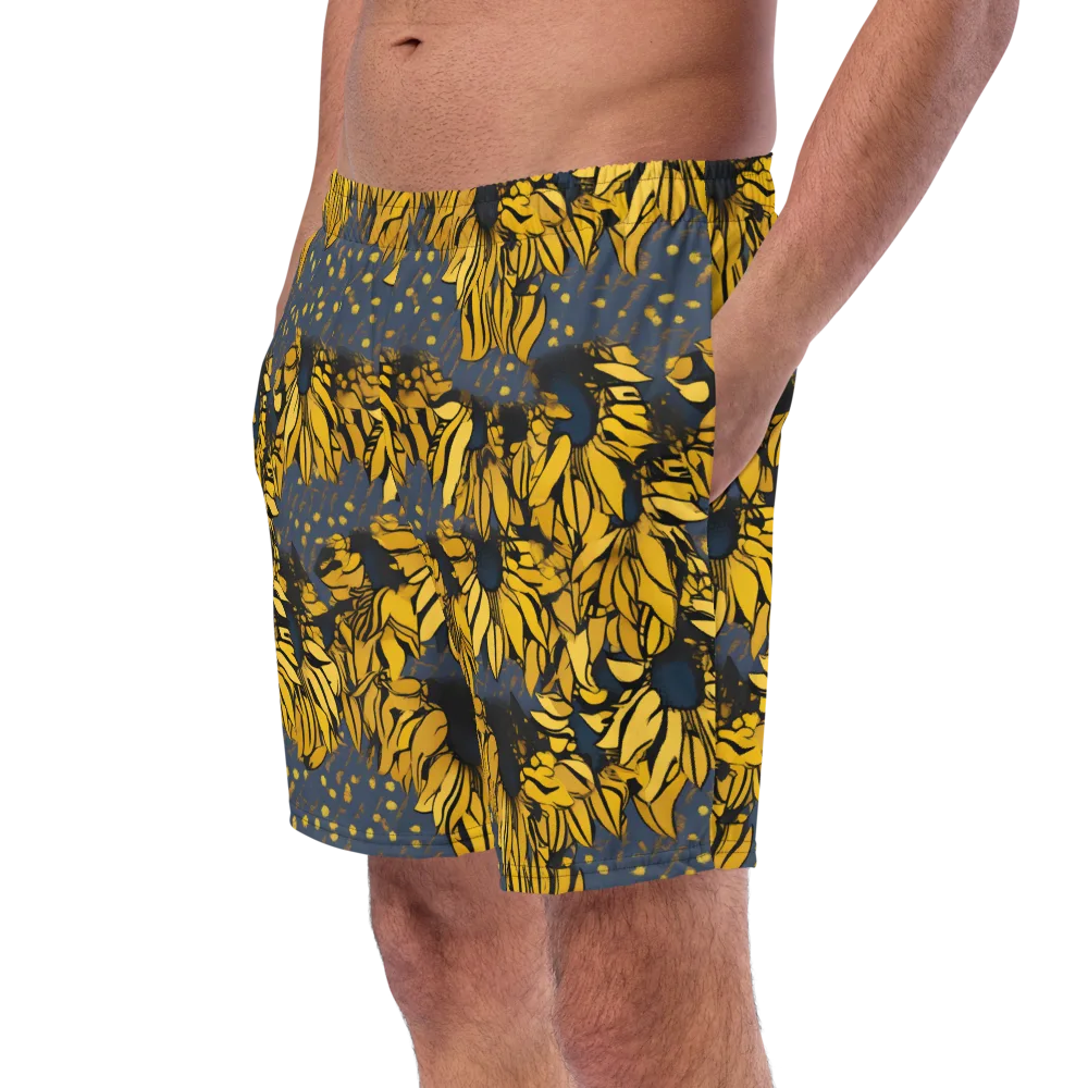 Golden Midnight Bloom on Swim Trunks — Left Front