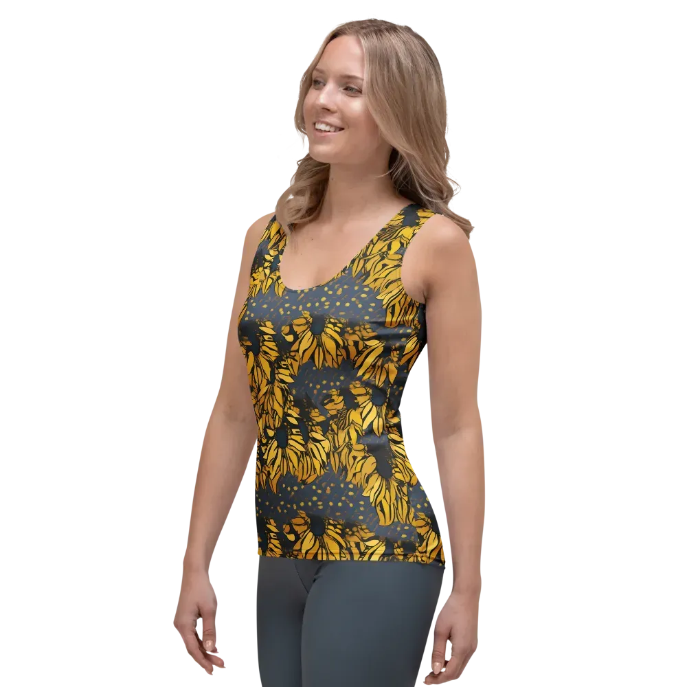 Golden Midnight Bloom on Women's Tank Top — Left Front