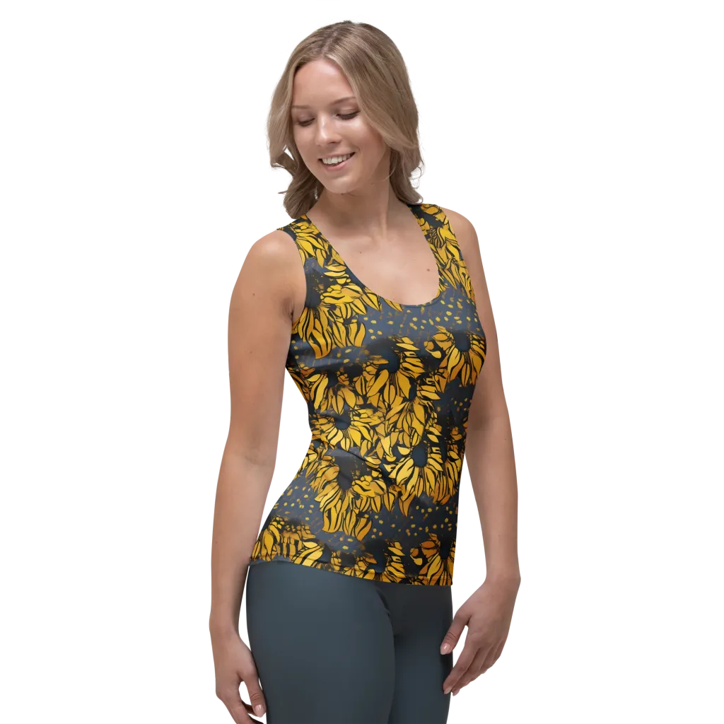 Golden Midnight Bloom on Women's Tank Top — Right Front