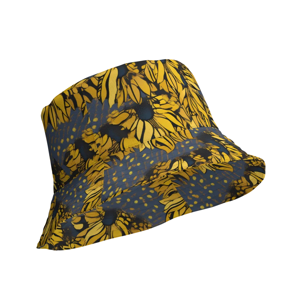 Golden Midnight Bloom on Reversible Bucket Hat — Product details Outside