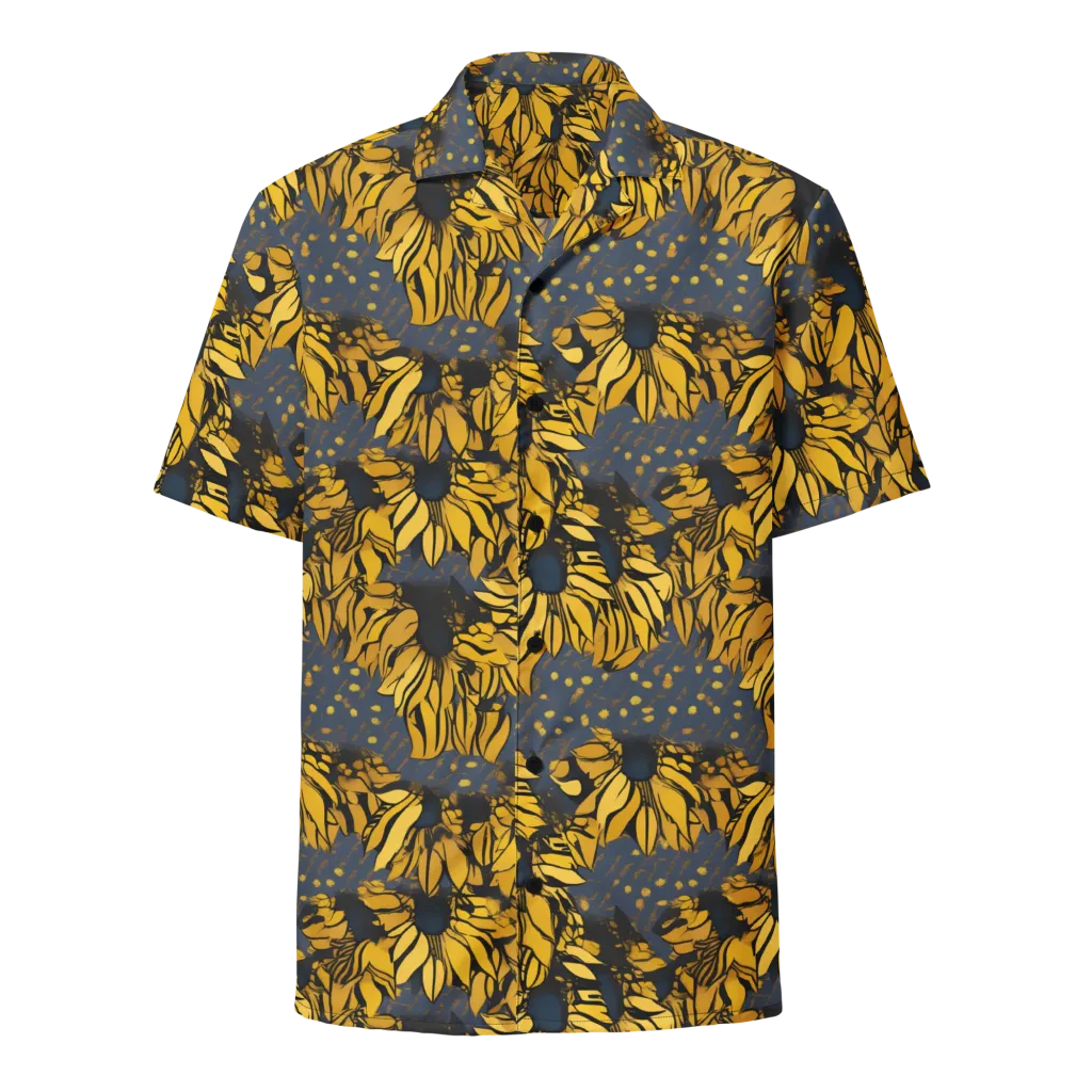 Golden Midnight Bloom on Button Shirt — Front