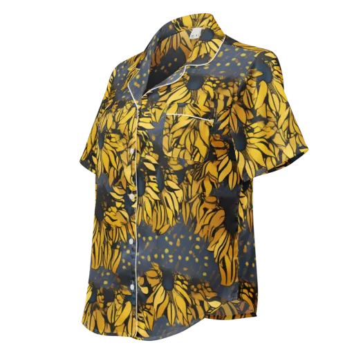 Golden Midnight Bloom on a Women's Short Sleeve Pajama Top