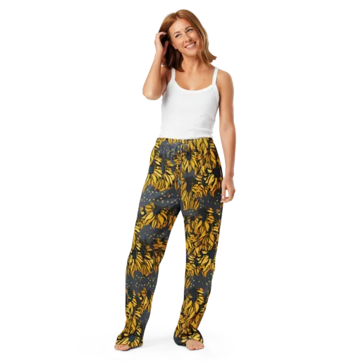 Golden Midnight Bloom on a Women's Pajama Pants