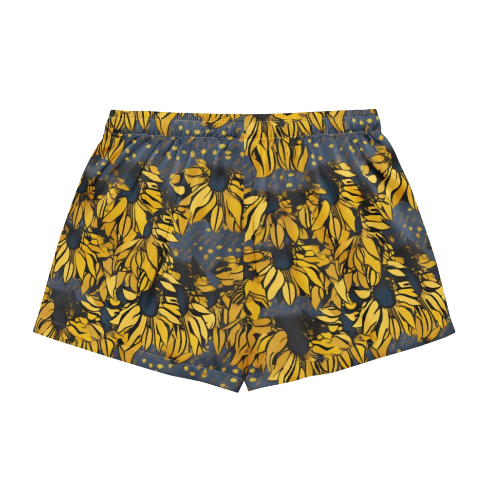 Golden Midnight Bloom on Women's Pajama Shorts — Back