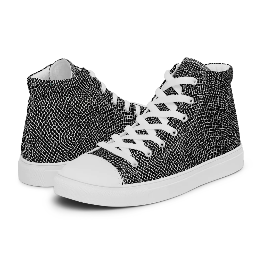 Nocturne Hide on Women's High Top Canvas Shoes — Left