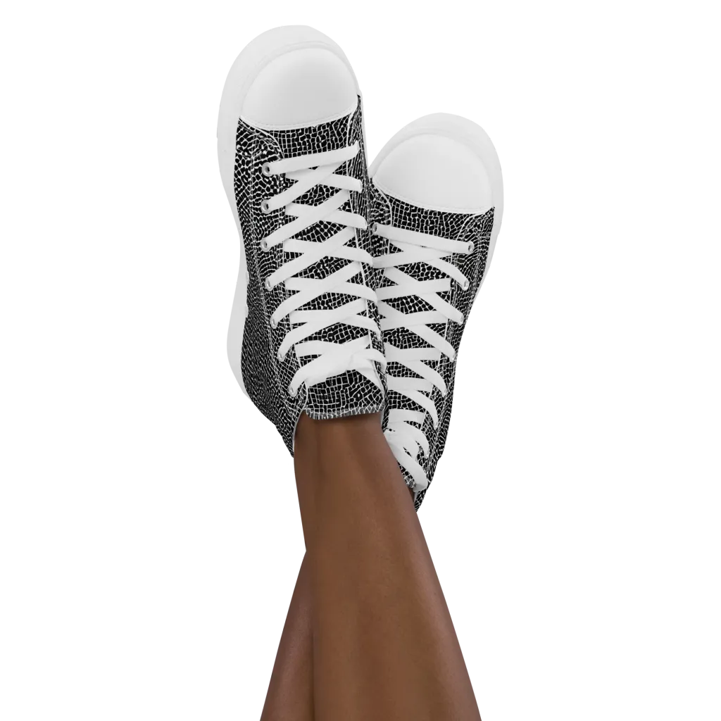 Nocturne Hide on Women's High Top Canvas Shoes — Front