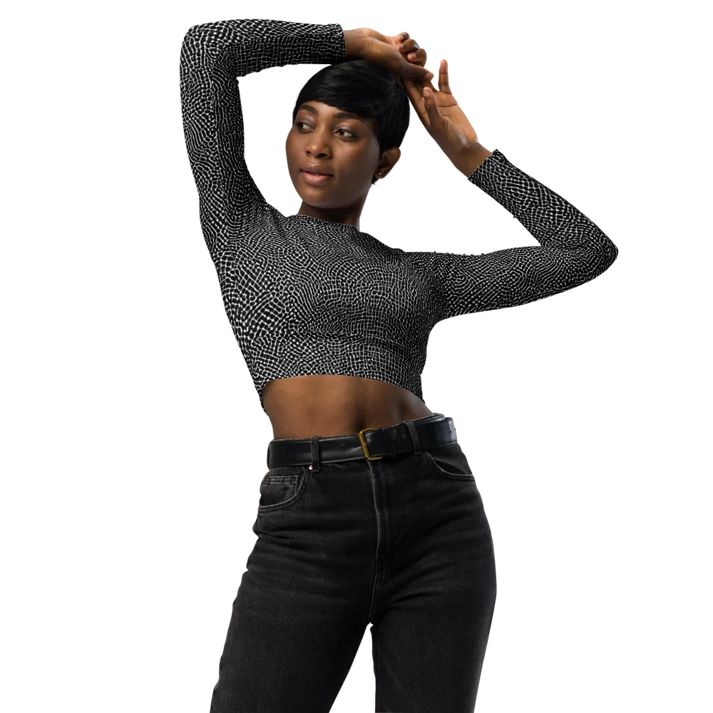 Nocturne Hide on Long Sleeve Crop Top — Front