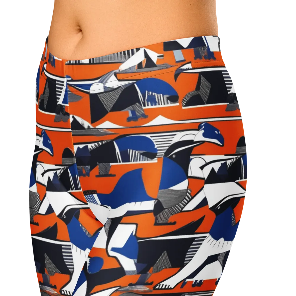 Orange Aviary on Capri Leggings — Zoomed-in