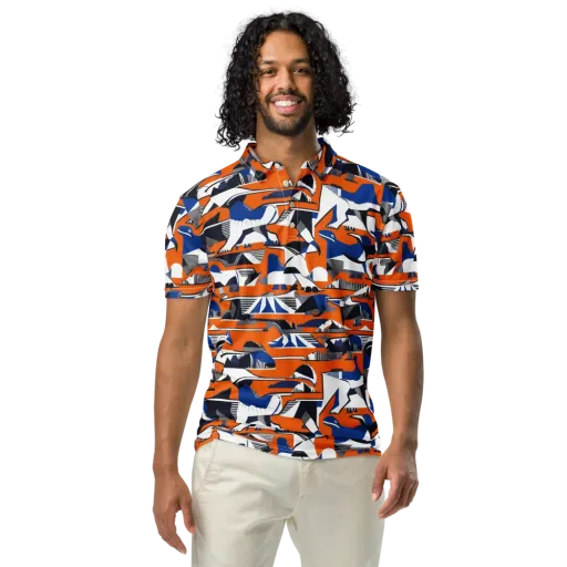 Orange Aviary on a Men's Slim Fit Polo Shirt
