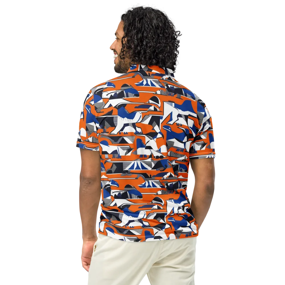 Orange Aviary on Men's Slim Fit Polo Shirt — Back