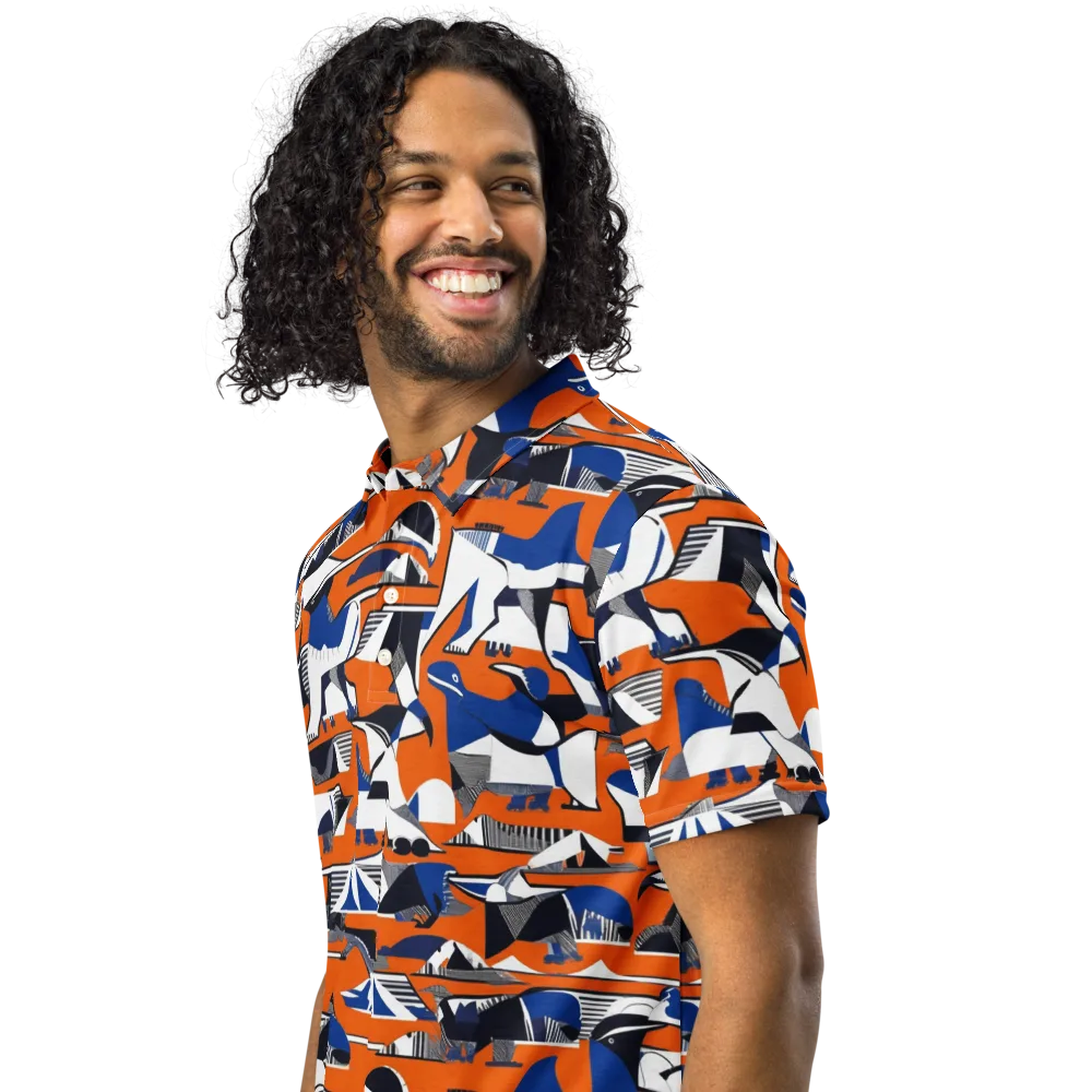 Orange Aviary on Men's Slim Fit Polo Shirt — Left Front