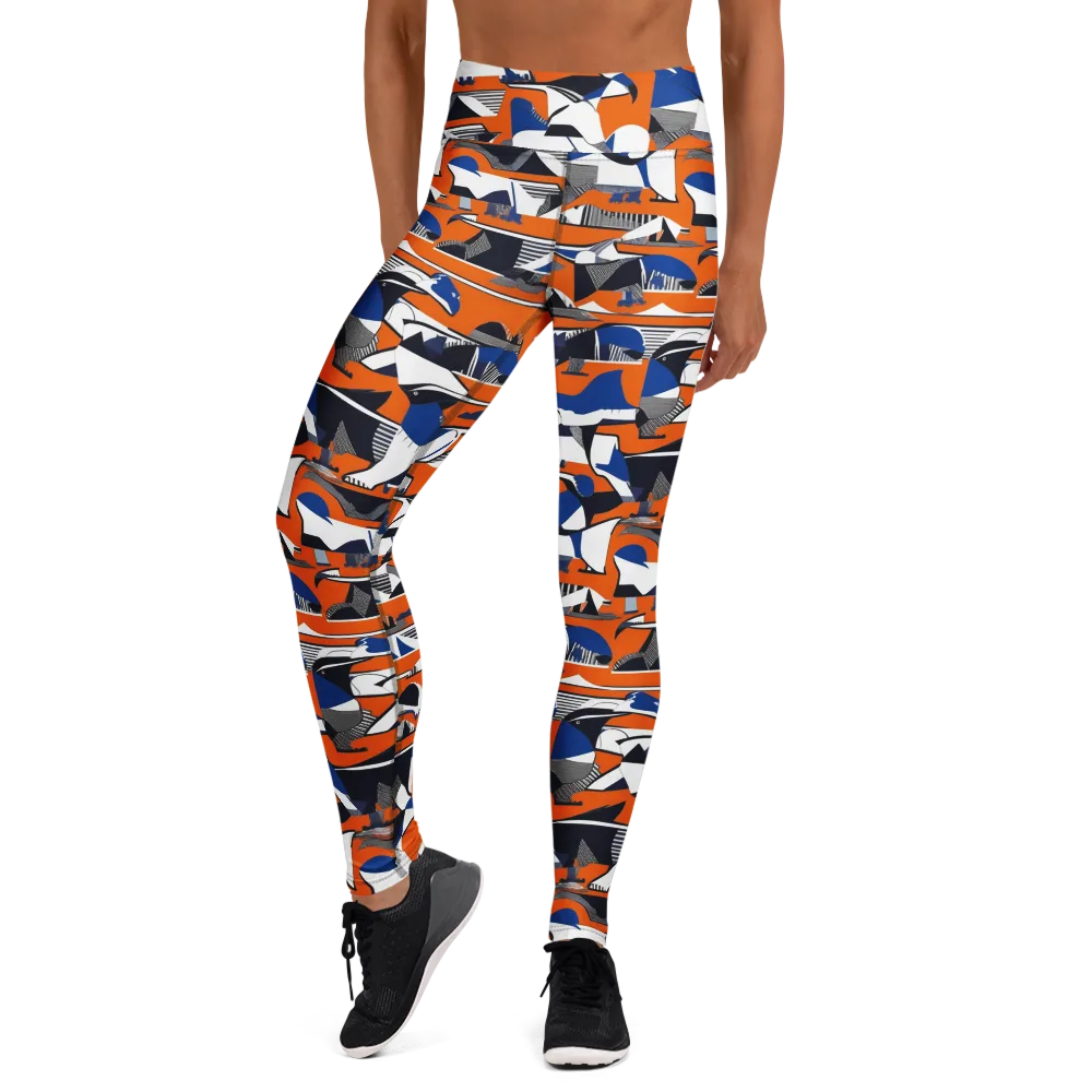 Orange Aviary on Yoga Leggings — Front