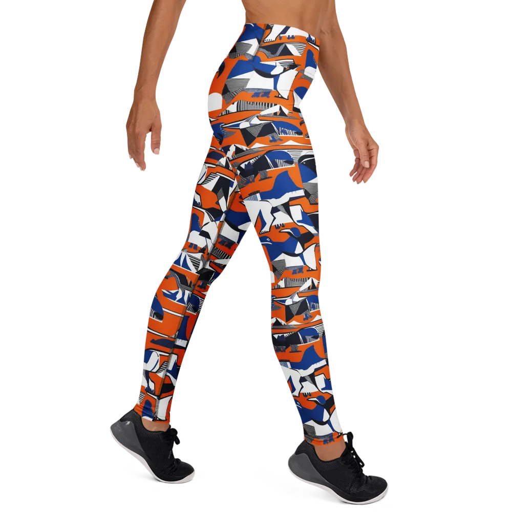 Orange Aviary on Yoga Leggings — Right