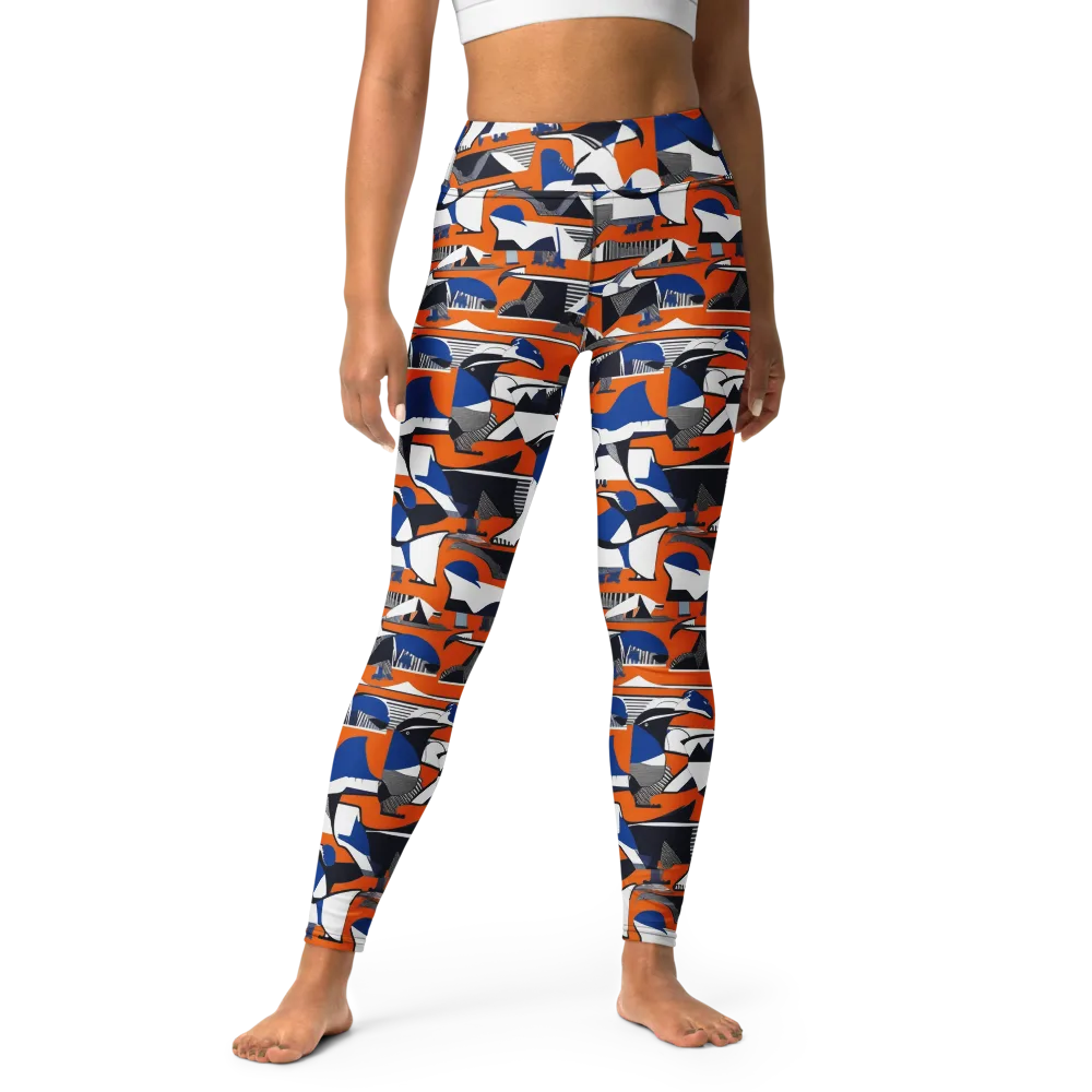 Orange Aviary on Yoga Leggings — Front