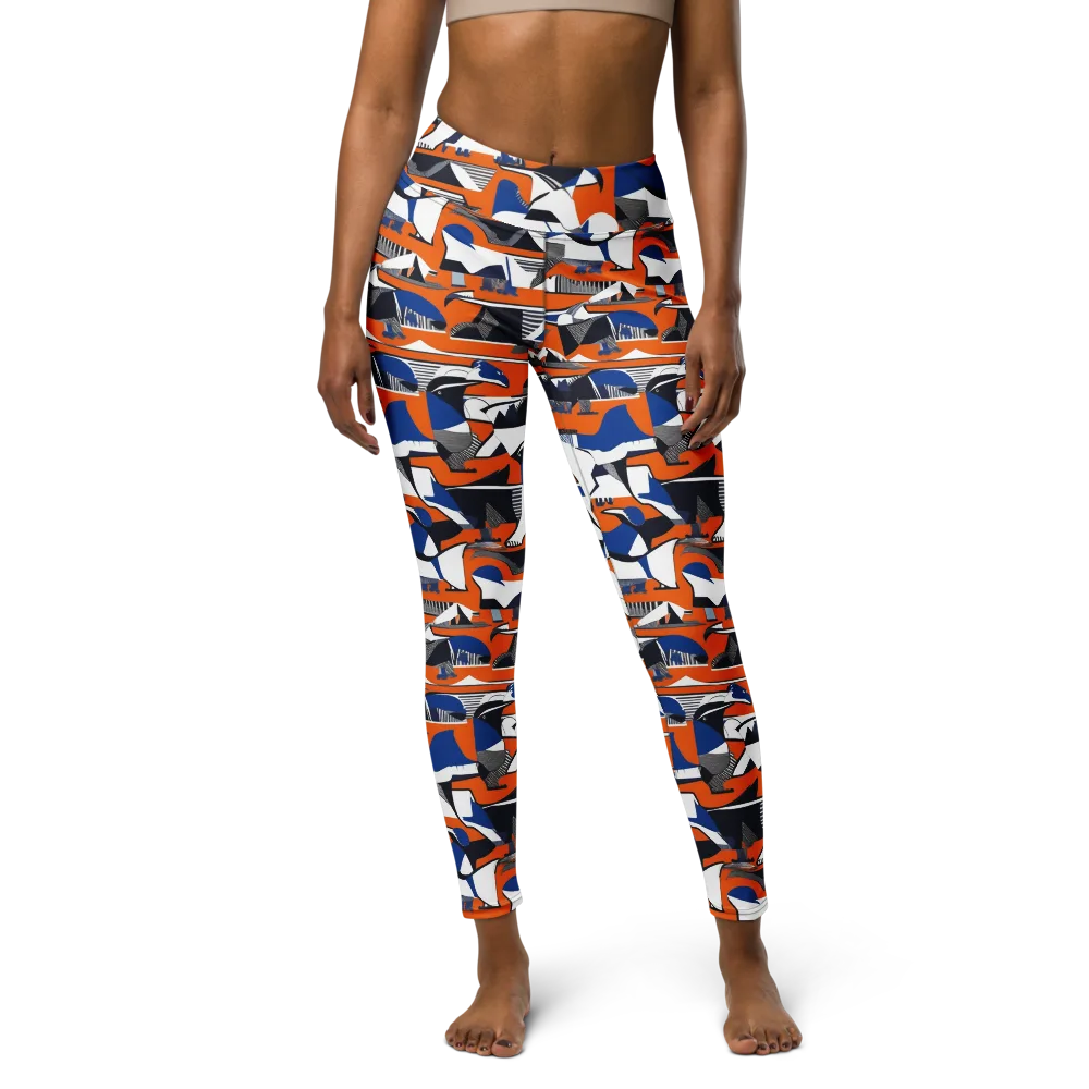 Orange Aviary on Yoga Leggings — Front