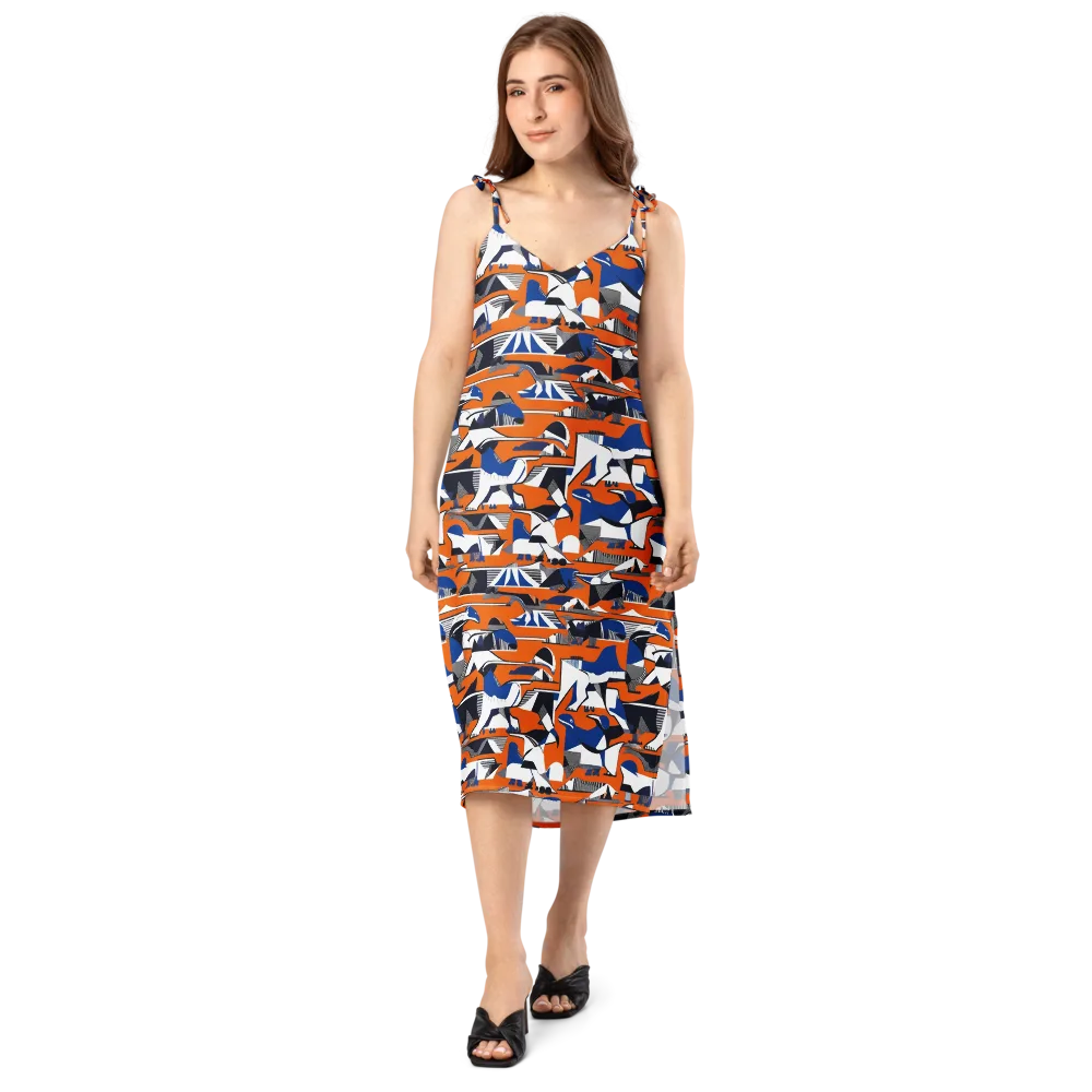 Orange Aviary on Slip Dress — Front