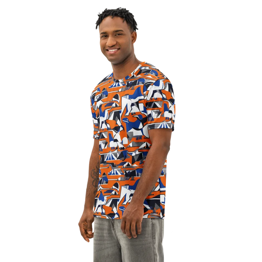 Orange Aviary on Men's Cotton Crew Neck T-Shirt — Left Front