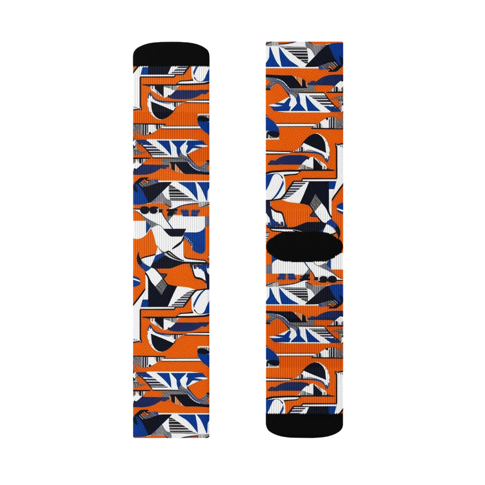 Orange Aviary on Socks — Right Sock