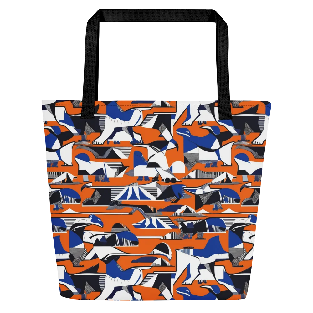 Orange Aviary on Large Tote Bag W/ Pocket — Front