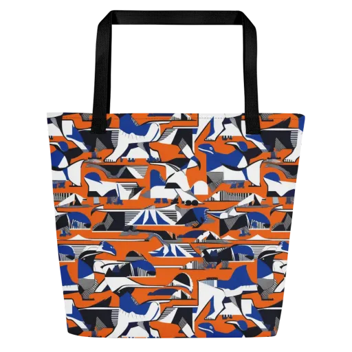 Orange Aviary on a Large Tote Bag W/ Pocket