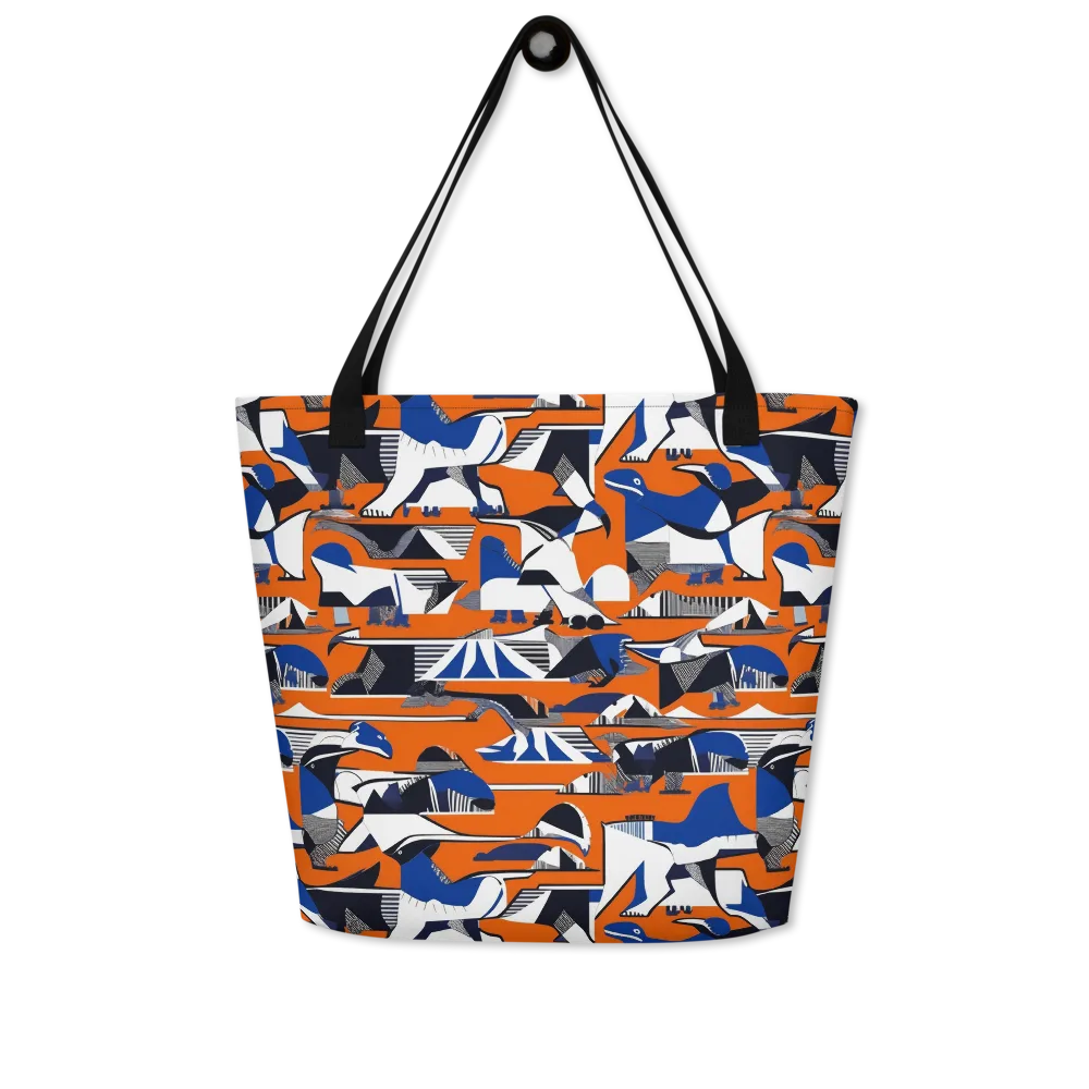 Orange Aviary on Large Tote Bag W/ Pocket — Front