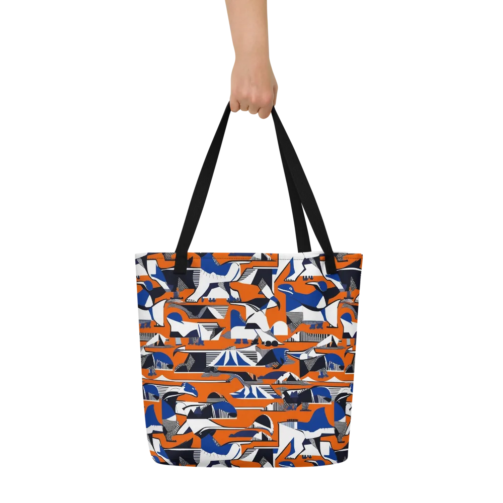 Orange Aviary on Large Tote Bag W/ Pocket — Front