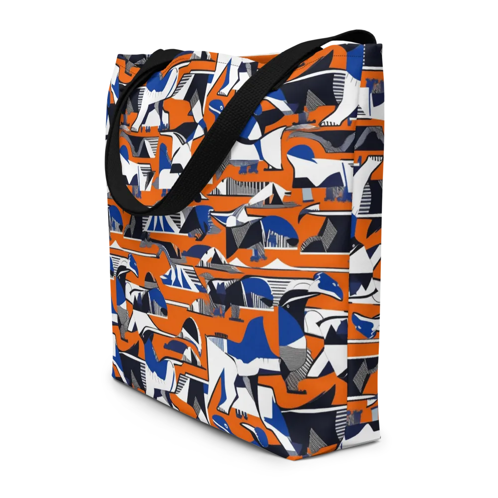 Orange Aviary on Large Tote Bag W/ Pocket — Front